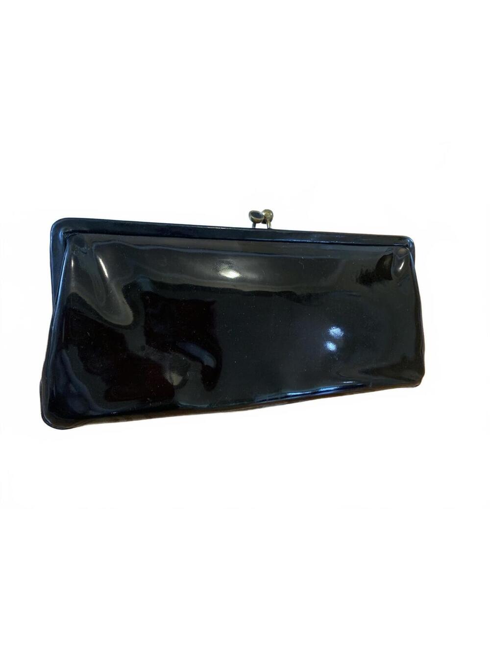 Vintage Black Patent Leather Clutch Purse